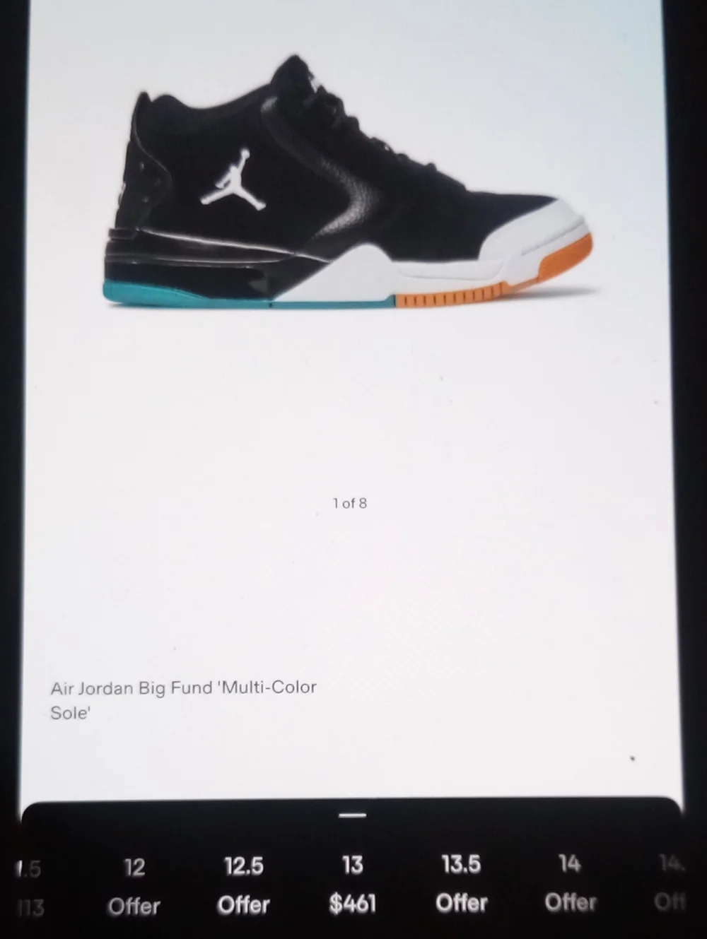 Jordan Big Fund Multi Color Sole Size8M Item 59